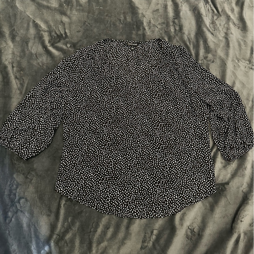 Hawthorne Black and White Polka Dot Blouse